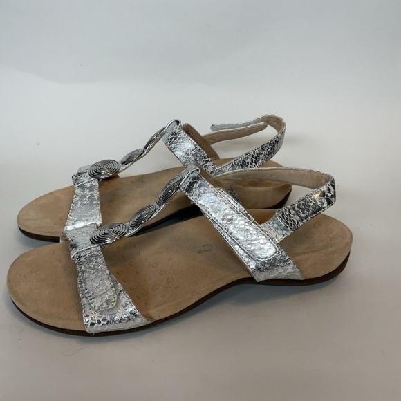 Vionic Farra Silver Snake Print Slingback Comfort Sandals - Womens Size US 9,5 - Picture 6 of 10